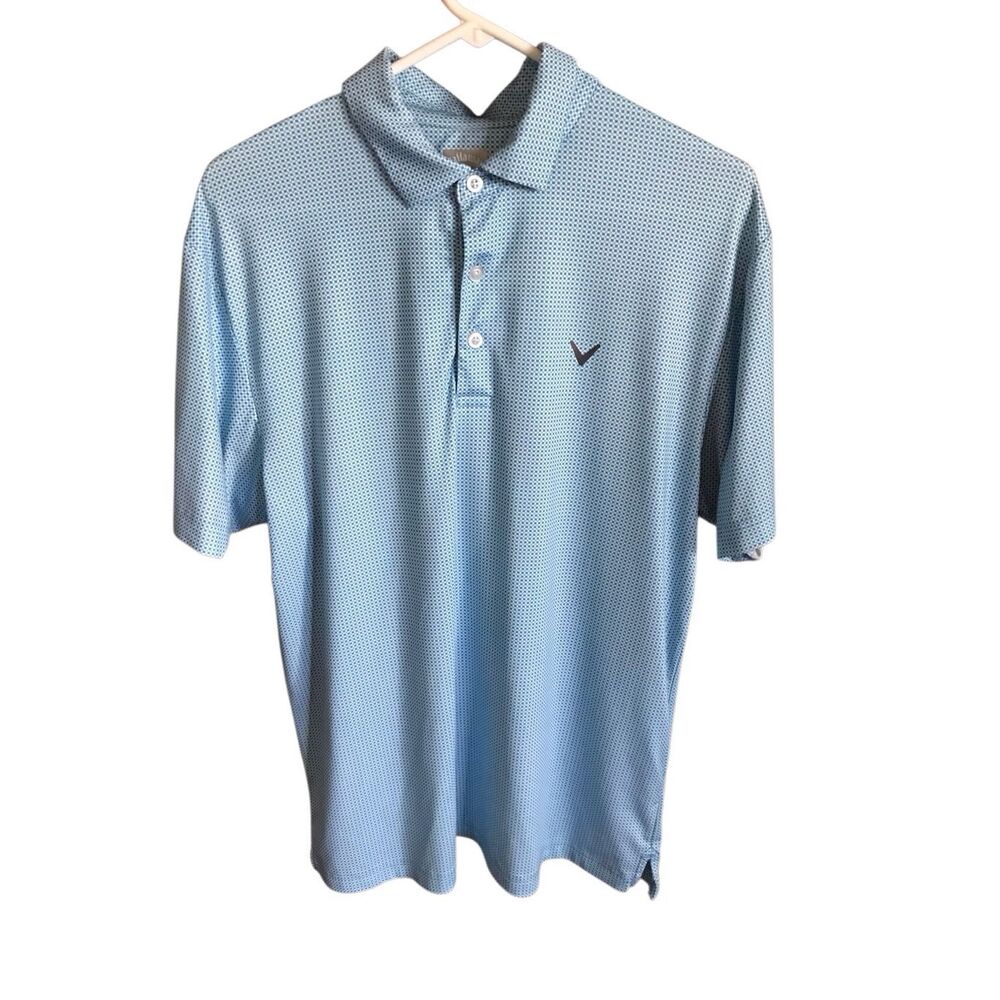 Callaway golf polo shirt opti dry Size Medium blue check print short sl